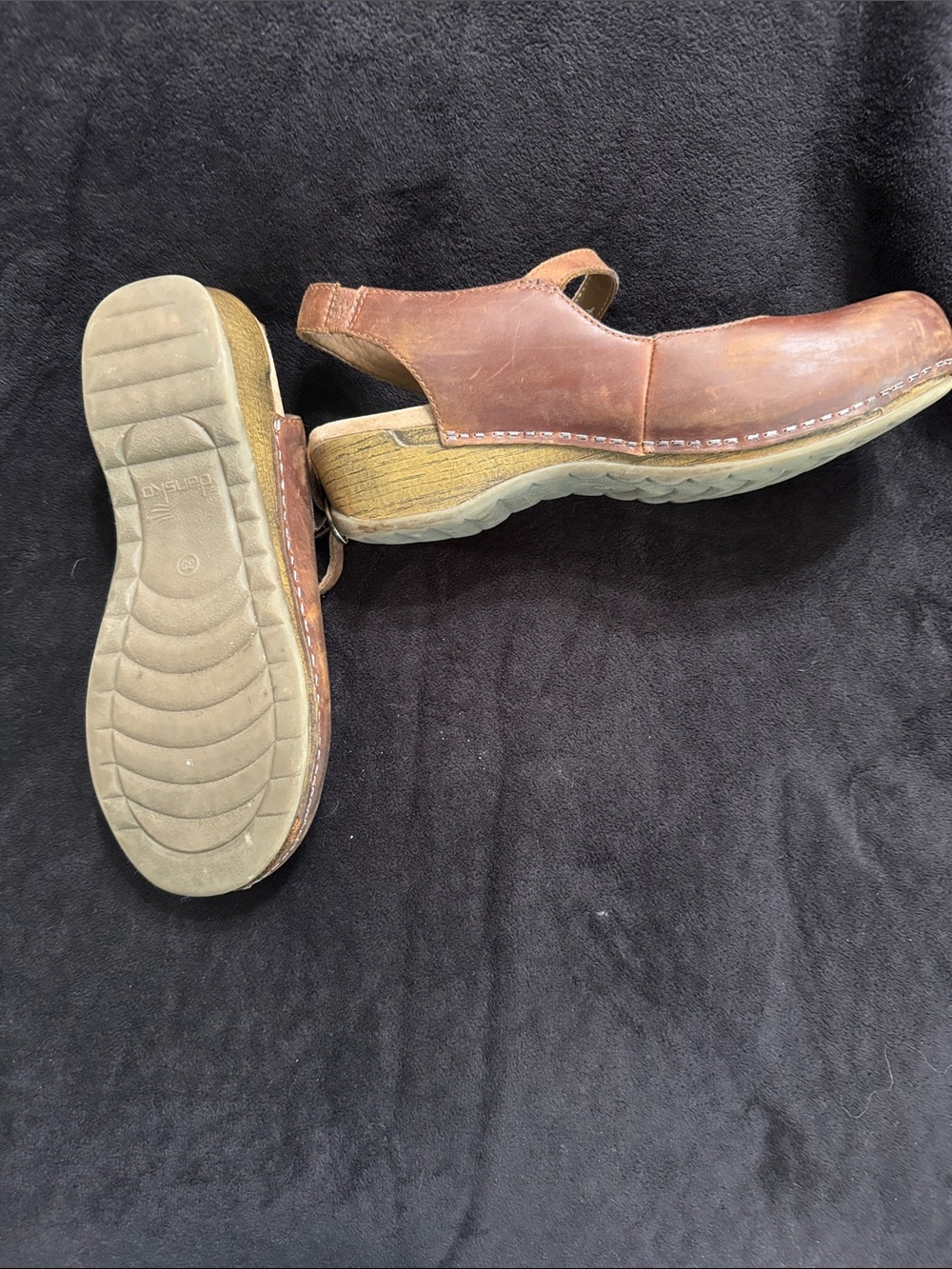 Dansko Brown Leather Mary Jane Slingback Clogs - Picture 2 of 3
